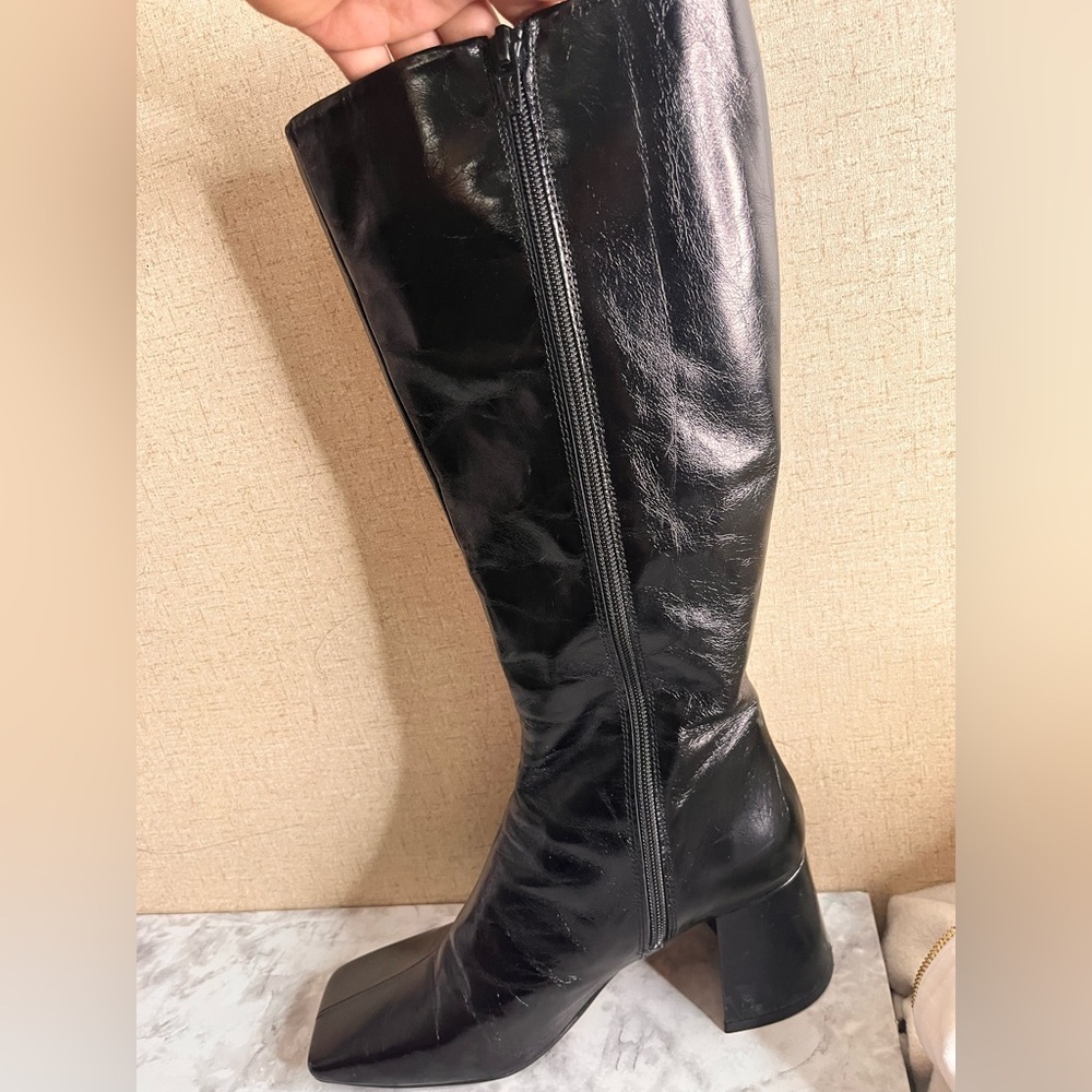 Topshop Glossy Black Knee-High Boots - Picture 7 of 13